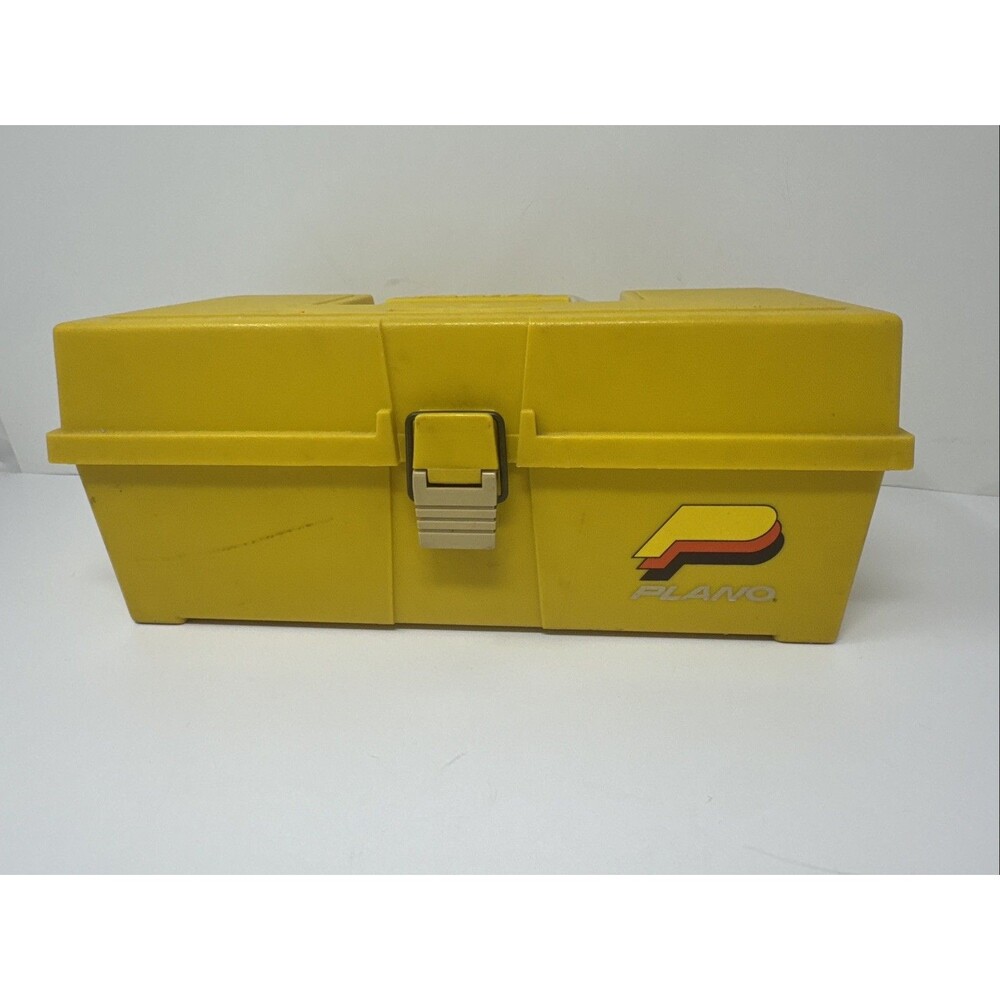 Vintage Plano Plastic Yellow Fishing Tackle Box w/1 Tray 6 Compartment